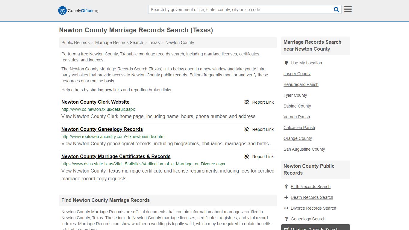 Marriage Records Search - Newton County, TX (Marriage Licenses ...
